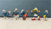 Vintage Peyo Bully Smurfs PVC Figures, lot of 5