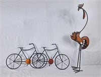 Metal Bike and rooster decor