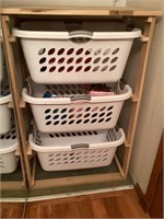 Laundry baskets with rack, bathroom decor