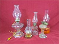 4 oil lamps and 1 converted oil lamp to