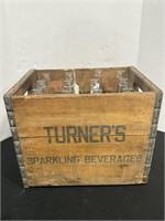 WOODEN SODA BOX WITH MATCHING BOTTLES