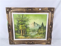 W. Kinyo framed oil on canvas scenery picture.