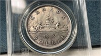 1936 (CCCS AU50) Canada Silver $1