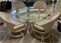 V - GLASS TOP TABLE W/ 4 CHAIRS (P10)