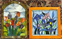 V - LOT OF 2 STAINED GLASS ART PANELS (P25)