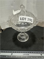 PATTERN GLASS COMPOTE WITH LID