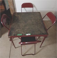 Folding Card Table with 4 chairs (BURGUNDY)