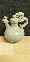 Vintage Celadon Dragon Tea Pot Porcelain