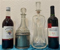 V - LOT OF 2 DECANTERS & 2 BOTTLES (K34)