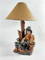 Vintage Cowboy Coffee Break Lamp. Lamp is 30"