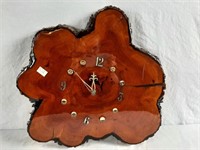 Vintage Tree Slab Wall Clock. Clock is Battery