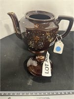 BROWN PORCELAIN TEAPOT WITH HAND PAINTING