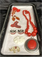 "LADY IN RED"  / MIXED JEWELRY LOT