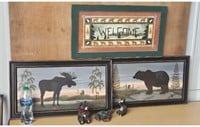 Large CABIN BEARS MOOSE PICTURES+ Bear Figures