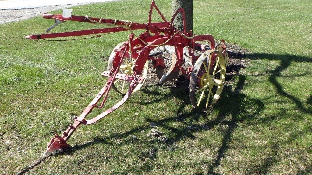 Antique 2 furrow plow steel wheel