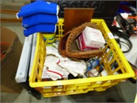 CRATE OF BALL PLAYING ITEM INCLUDING GLOVE