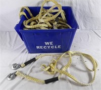 Bin of rope and rope with hook ends