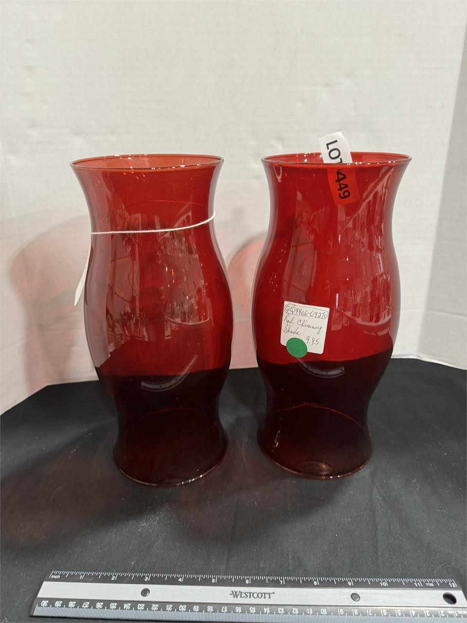 TWO RED CHIMNEY SHADES