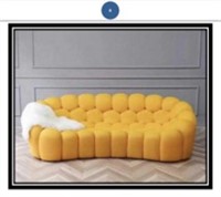 Yellow Contemporary Tufted Loveseat