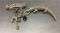 Heidi Daus rhinestone lizard pin and rhinestone