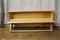 Wooden shelf with bar and closed storage, 32.25