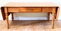 Vintage drop leaf wood 1 drawer coffee table