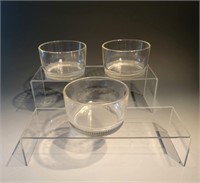 set of three clear bowls