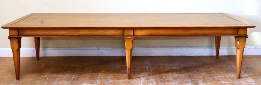 Vintage 66in long wood coffee table
