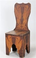 Arts & Crafts Pyrography Chair w/ Eagles
