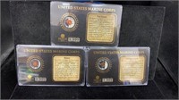 GOLD:(3) 2011 United States Marine Corps Proof 0.5