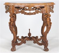 Ornate Marble Topped Table w/ Cherubs