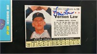 1961 Post Original Baseball Card Vernon Law Autogr