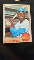 1968 Topps Nate Oliver Los Angeles Dodgers Autogra
