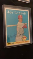 Joe Lonnett Topps 1958 Baseball Card Auto