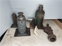 (3) BOTTLE JACKS, SPIGOT VALVE