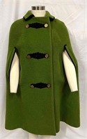 Vintage Green Wool Poncho Made & Tailored In Austr