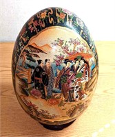 Royal Satsuma Hand Painted Earthenware Egg