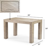 Solid Wood 48" Kitchen Table Rectangular Seashell