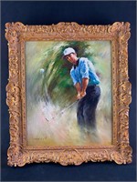 Oil on Canvas Golfer Painting F11