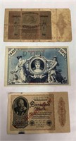 3 Vintage German Banknotes