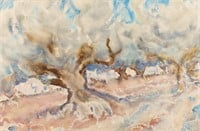 1972 Muller Watercolor of Trees
