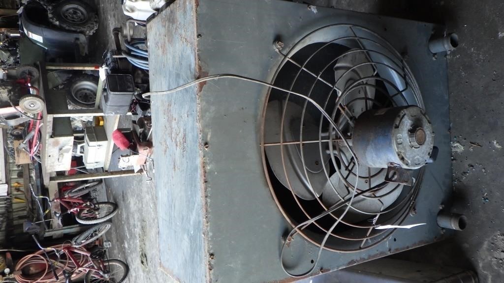hot water overhead shop heater w/fan
