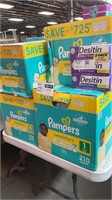 1 LOT 3-PAMPERS SWADDLERS DIAPERS NB. 174 CT./