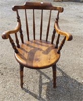 Antique Victorian Beech Penny Seat Armchair