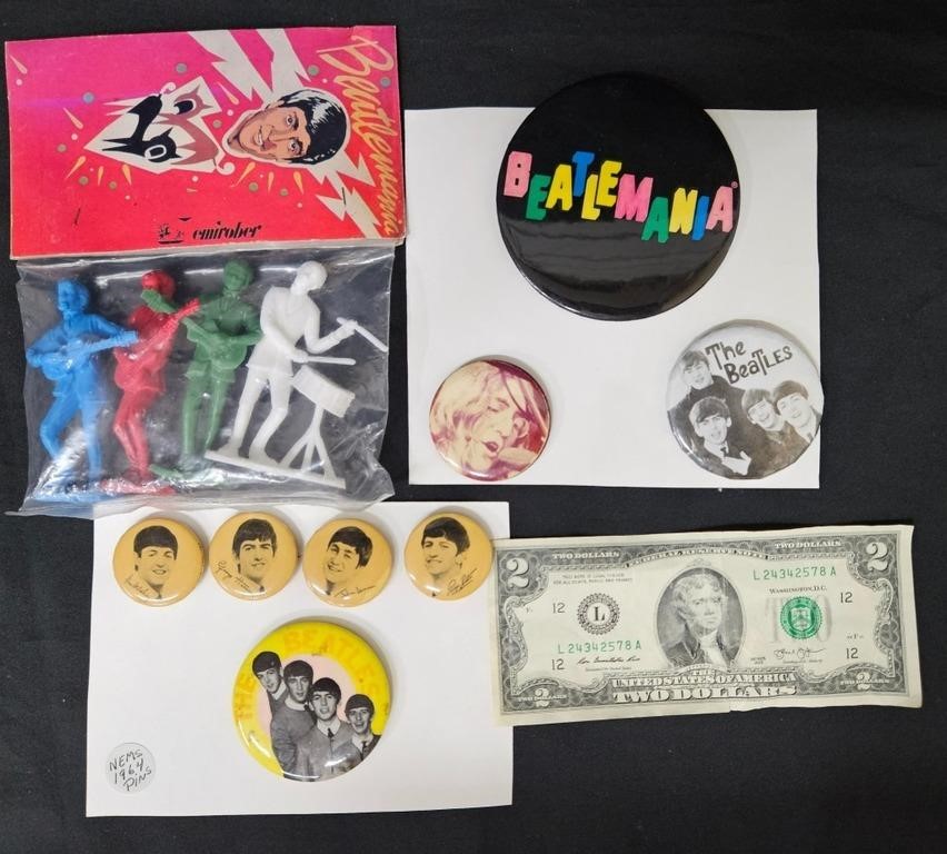 Vintage Beatles Memorabilia, Pins, Figurines