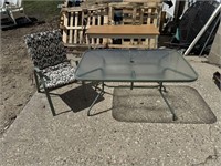 56"x36" Glass Top Patio Table w/ Metal Frame chair