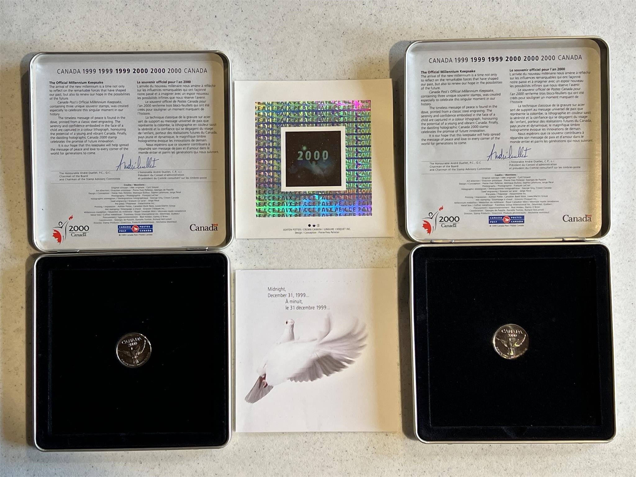 2- Canada Post 1999/2000 Stamp Medallion Sets