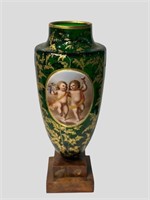 vintage bohemian glass vase gold design with ladyd