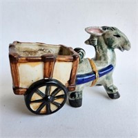 Pottery Burro Cart Planter -Vintage Japan