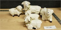 Lot of Ceramic Sheep WIth Bells on Collar